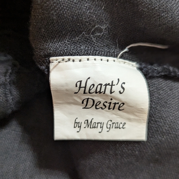 Vintage 90s Heart’s Desire Linen Black Embroidered Boho Cottagecore Dress S - Picture 4 of 16